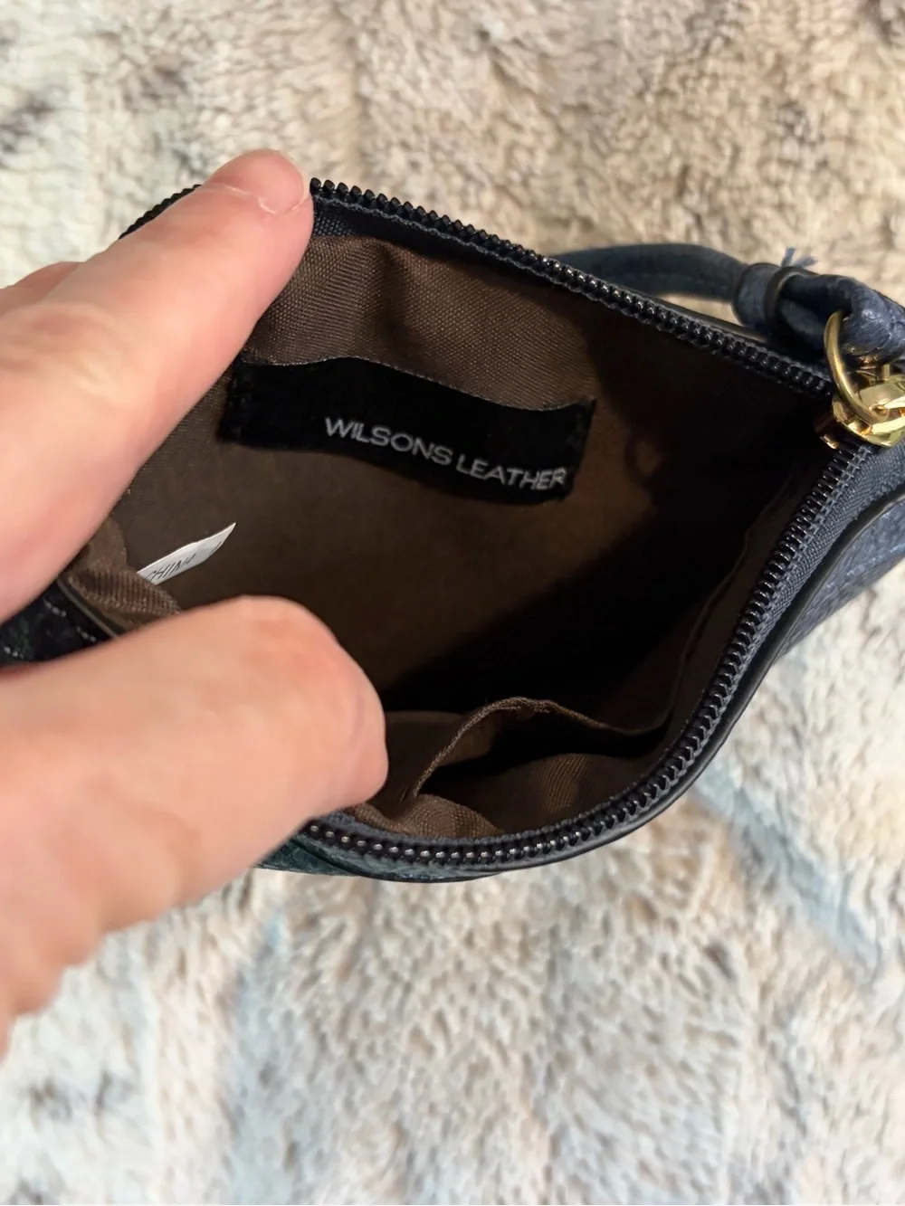 Wilson Leather Wristlet - Navy Blue #1337
